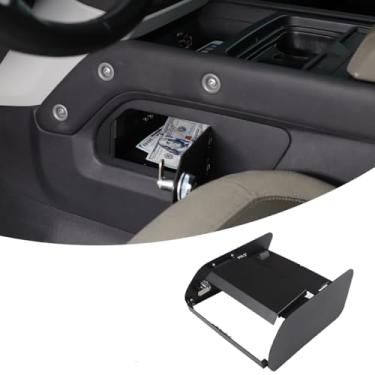 Imagem de SAFEOrganizador seguro para console central de liga de alumínio, compatível com Land Rover Defender 90 110 130 2020-2024, console central, cofre, inserção, caixa de armazenamento extra