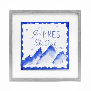 Imagem de Stupell Industries 'Apres Ski in Blue Tones', Impressão emoldurada sob vidro, cinza, 13 x 13