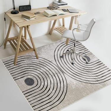 Imagem de Tapete de cadeira de escritório, tapete geométrico para cadeira de mesa para piso de madeira, tapete de piso de 122 x 152 cm para cadeira de escritório, tapete de cadeira de computador moderno