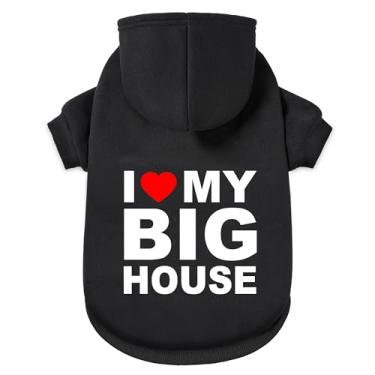 Imagem de GreenJoy Suéter de cachorro com capuz para cachorro casaco de clima frio moletom com capuz para filhotes, gatos, cães pequenos, médios e grandes (preto(casa), médio)