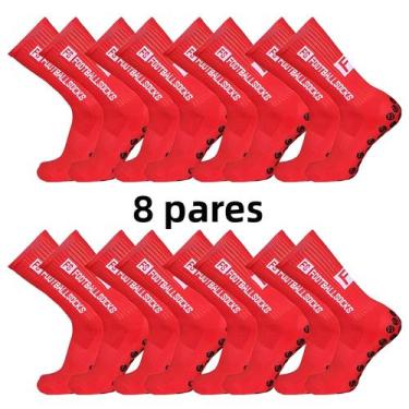 Imagem de Meias De Futebol De Cano Médio Coladas, 8 Pares, Antiderrapantes, Resp