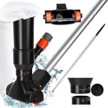 Imagem de Aspirador de piscina para acima do com 48 Multi-Purpose Escova Design fechamento trava exclusivo Sacola malha Sem necessidade energia elétrica bomba Fácil usar ABS Alumínio Versátil inflável pequena s