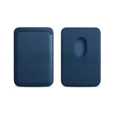 Imagem de Carteira magnética - capa de couro PU com porta-cartões para iPhone 17 16 15 14 13 Pro Max Air Plus, bolsa fina para armazenamento de cartões (azul)