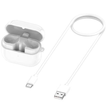 Imagem de Tangxi Estojo de Carregamento para Buds 3 Pro SM-R630, Estação de Acoplamento de Estojo de Carregador de Substituição Com Cabo USB C, Suporta Carregamento Sem Fio e Com Fio, Indicador (Branco)