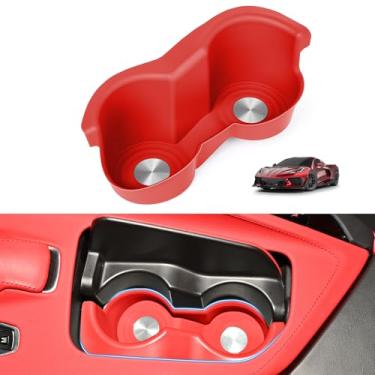 Imagem de Bracingo Porta-copos de carro para porta-copos, suporte de copo de silicone antiderrapante compatível com Corvette C8 Stingray Z51 2020-2025, para C8 Z06 2023-2025, para E-ray 2024-2025 (vermelho)