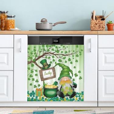 Imagem de ATTX Capa magnética de máquina de lavar louça de gnomos do Dia de São Patrício | Adesivo decorativo de eletrodomésticos de 58,4 cm x 66 cm para armários domésticos e eletrodomésticos #69