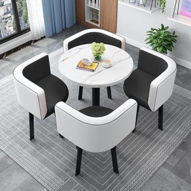 Imagem de Conjunto de mesa de negociação e cadeira, mesa de clube de sala de recepção de escritório, conjunto de mesa de jantar redonda simples, mesas de conferência, conjunto de mesa de centro e cadeira (cor