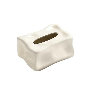 Imagem de Caixa de toalhas Caixa de tecido cerâmica criativa, gaveta papel doméstico para sala estar, guardanapo restaurante Organizador para Home(Branco)