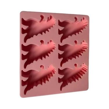 Imagem de Forma De Gelo De Silicone Dinossauro: 6 Cubos Gigantes Para Decoração 