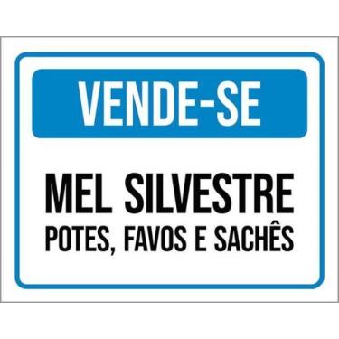 Imagem de Kit 5 Placas Vende-Se Mel Silvestre Potes Favos Sachês 27X35 - Sinaliz