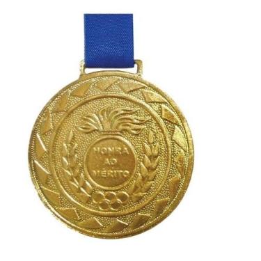 Imagem de Medalha de Ouro M50 Esportiva Honra ao Mérito C/Fita Azul - Crespar