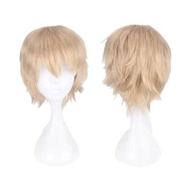 Imagem de Peruca Sintética Curta Resistente Ao Calor Vermelha Laranja Anime Myst