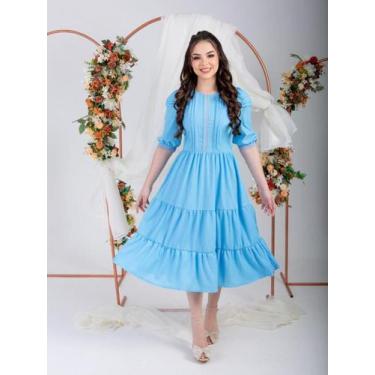 Imagem de Vestidos Midi Elegante Festa Convidada com Manga e Guipir - Sarah Cris