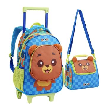 Imagem de Kit Mochila Rodinhas e Lancheira Infantil Animais-Unissex
