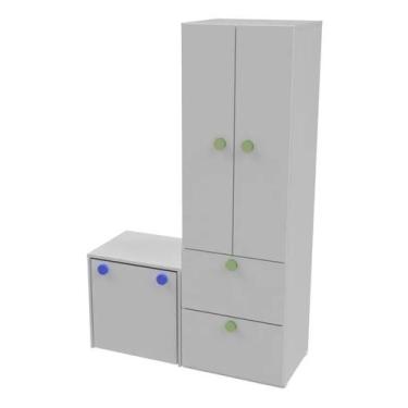 Imagem de Armário Roupeiro Infantil Com Mesa Baú Organizador 100% Mdf - WoodCore