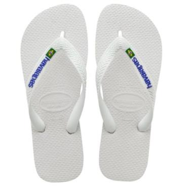 Imagem de Chinelo de Dedo Havaianas Clássico Brasil Logo, Branco, 35