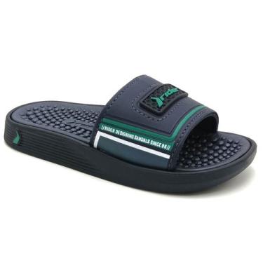 Imagem de Chinelo Slide Infantil Masculino Rider Pump 11784, Azul verde branco, 