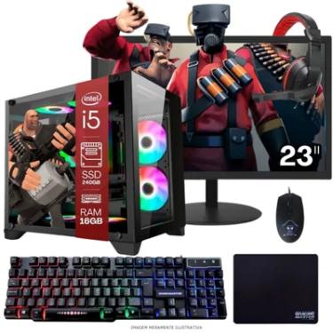 Imagem de Computador PC Gamer Completo Tob Intel Core I7 SSD 240GB 16gb Gabinete Aquário Teclado Mouse Mouse Pad E Headset Gamer Monitor 23" WINDOWS 10 Pro Trial