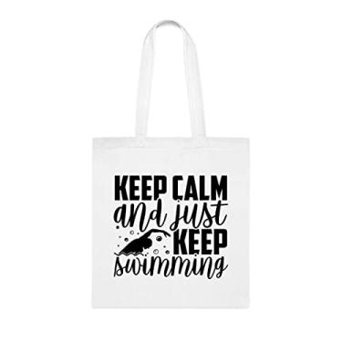 Imagem de Sacola Keep Calm And Just Keep Swimming Swiming, presente de natação, bolsa de ombro de natação, bolsas reutilizáveis de natação, cesta de Natal de aniversário de natação, ideia de