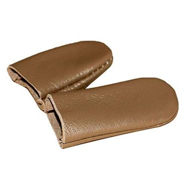Imagem de Protetor de dedo de couro, 2 pares de protetor de tricô macio confortável dedo dedo indicador de polegar para bricolage ou artesanato (cor aleatória)