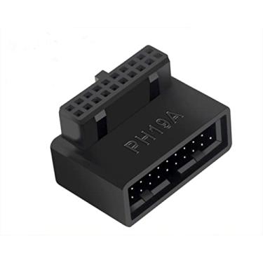 Imagem de Shanfeilu Adaptador de placa mãe USB 3.0 de 90 graus 19 pinos/20 pinos adaptador de extensão macho para fêmea L soquete de ângulo direito para placa mãe de mesa (ângulo superior PH19A)