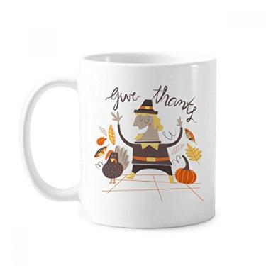 Imagem de Caneca de cerâmica com estampa de homem de desenho animado para o dia de Ação de Graças