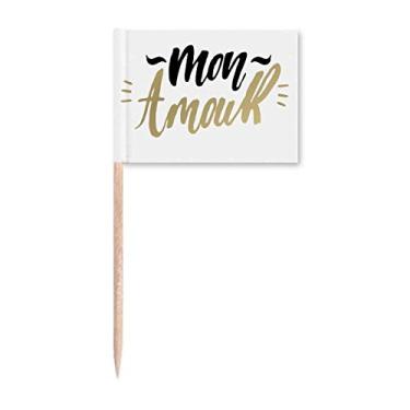 Imagem de Mon Amour My Love Quote Estilo palito de dente marcadores decoração de festa