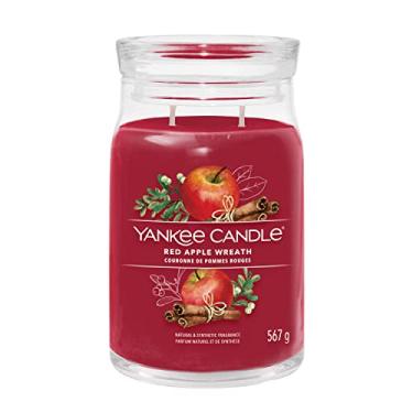 Imagem de Yankee Candle Vela perfumada exclusiva | Guirlanda de maçã vermelha com pavios duplos | Mistura de cera de soja