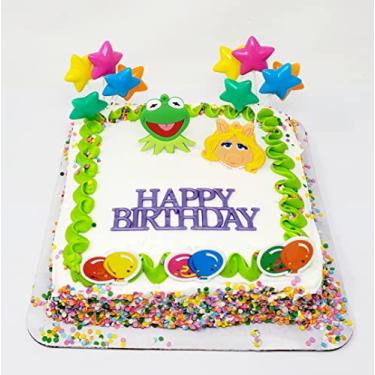 Imagem de Conjunto de topos de bolo de aniversário Muppets com Cocas e Miss Piggy com acessórios temáticos decorativos
