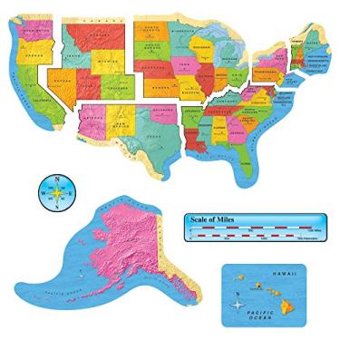 Imagem de Conjunto de quadro de avisos Trend US Map, multicolorido, 9 por