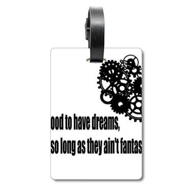 Imagem de Bolsa de viagem com citação de sonho e realidade, etiqueta para cartão de bagagem