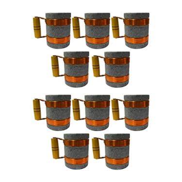 Imagem de Kit 10 Canecas Alça de Cobre Pedra Sabão Chopp Cerveja 350ml