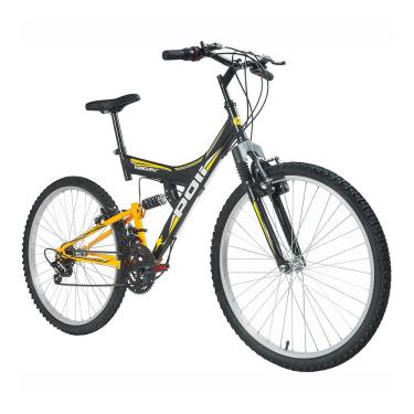 Imagem de Bicicleta Polimet Full Suspension Kanguru Quadro 19/Aro 26/18 Velocidades Preta 7001