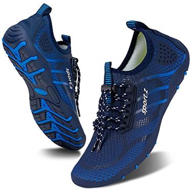 Imagem de WateLves Water Shoes – Meias aquáticas de secagem rápida para piscina, surfe, ioga, hidroginástica, Azul royal fluorescente, 6.5 Women/5 Men