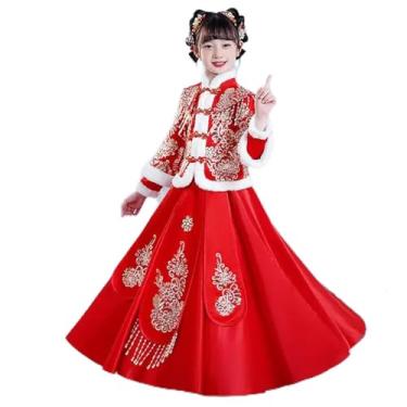 Imagem de MAIFURUN Vestido Hanfu chinês quente de princesa para o inverno, roupas de festa de Natal, vestidos de casamento com lantejoulas, Vestido D vermelho, 130