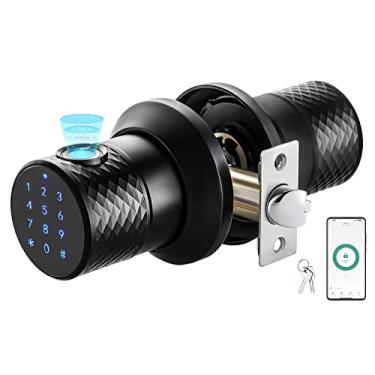 Imagem de Maçaneta de porta inteligente com teclado e tela sensível ao toque sem chave, Bluetooth seguro, controle de aplicativo, alça antiderrapante, fácil de instalar, trava automática para casa, hotel, escritório