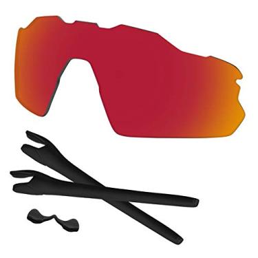 Imagem de Predrox Lentes Red Mirror Radar EV Pitch e kits de borracha de substituição para óculos de sol Oakley OO9211 polarizado