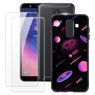 Imagem de MILEGOO Capa para Samsung Galaxy A6 Plus 2018 + 2 peças protetoras de tela de vidro temperado, capa ultrafina de silicone TPU macio à prova de choque para Samsung Galaxy A9 Star Lite (6 polegadas)