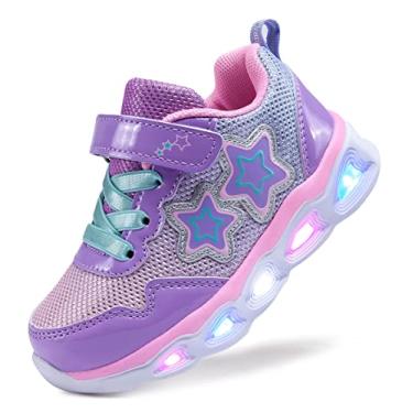 Imagem de SINOSKY Tênis infantil infantil com iluminação LED, Lilás, 22