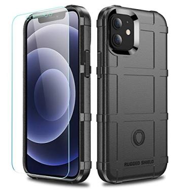 Imagem de LABILUS Capa protetora tática robusta TPU grossa sólida armadura compatível com iPhone 12 Mini (5,4 polegadas) - preto escuro