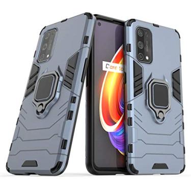 Imagem de Compatível com OPPO Realme X7 Pro Capa Prova de Choque de Camada Dupla, Anel Giratório de 360 com Suporte de Celular para Carro (Azul Marinho)