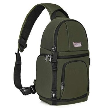 Imagem de MOSISO Bolsa tiracolo para câmera, DSLR/SLR/mirrorless, mochila fotográfica à prova de choque com suporte de tripé e inserções modulares removíveis compatível com Canon/Nikon/Sony/Fuji, verde militar
