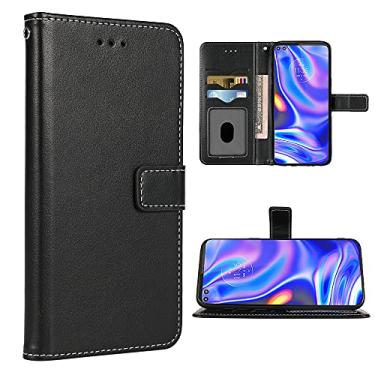 Imagem de FDCWTSH Capa carteira compatível com Moto One 5G/One5G UW/Moto G 5G Plus, alça de pulso, capa flip de couro, suporte para cartão, acessórios para celular Motorola One Lite XT2075-1, preta