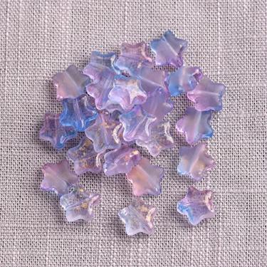 Imagem de 30 peças de 8 mm pequena forma de estrela cristal lampwork contas de vidro soltas lote para fazer joias DIY achados de joias (11-azul rosa)