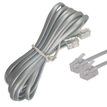 Imagem de Fio Telefonico Cabo RJ11 3 Metros Telefone Fixo Fax Extensao Resistent