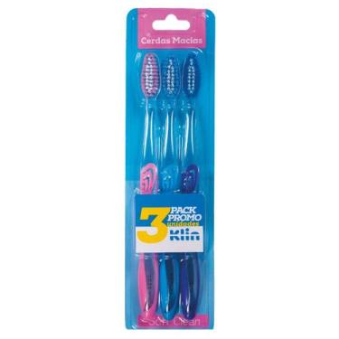 Imagem de Escovas De Dente Cerdas Macias Soft Clean Pack 3UN Klin, Colorido