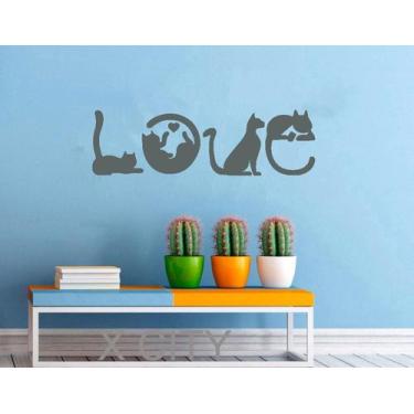Imagem de Adesivo Gato Love  TAMANHO 70cm x 20,5cm - Decoração Quartos, Salas, P