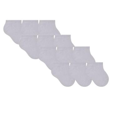 Imagem de 12 Pares Meias Infantil Bebê Kids Sapatilha Cano Curto Selene, Branco,