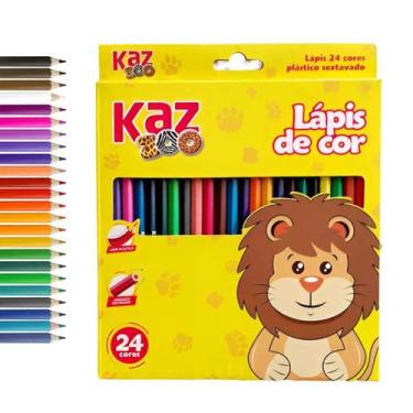 Imagem de Lápis de Cor 24 Peças Kaz Sextavado Volta Aula Escolar - KAZ Zoo
