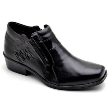 Imagem de Bota Social em Couro Masculino Cano Curto Zíper Bico Quadrado Elegante